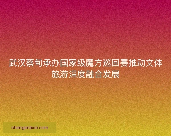 武汉蔡甸承办国家级魔方巡回赛推动文体旅游深度融合发展