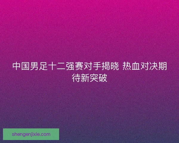 中国男足十二强赛对手揭晓 热血对决期待新突破