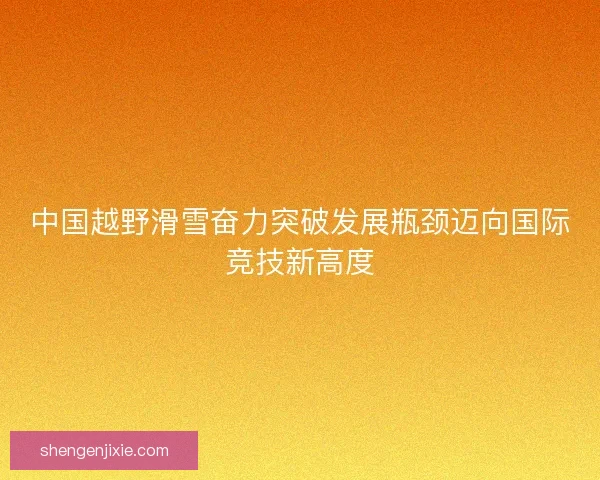 中国越野滑雪奋力突破发展瓶颈迈向国际竞技新高度 中国越野滑雪奋力突破发展瓶颈迈向国际竞技新高度
