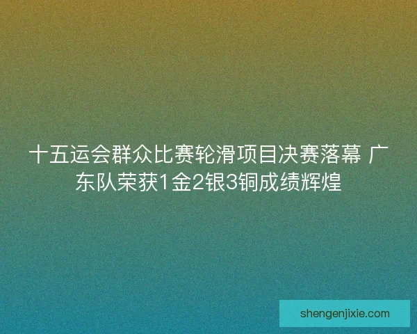 十五运会群众比赛轮滑项目决赛落幕 广东队荣获1金2银3铜成绩辉煌