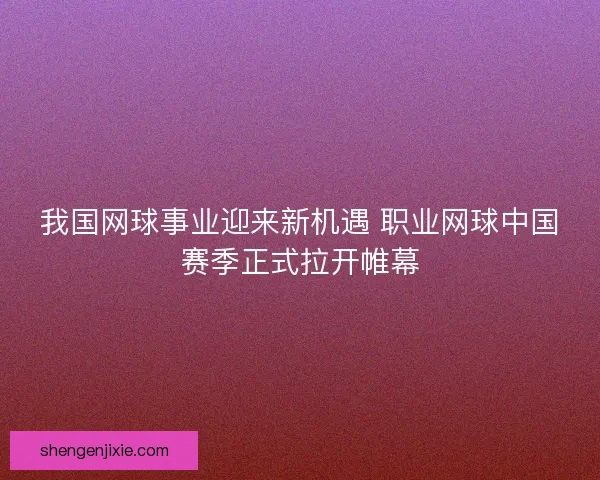 我国网球事业迎来新机遇 职业网球中国赛季正式拉开帷幕